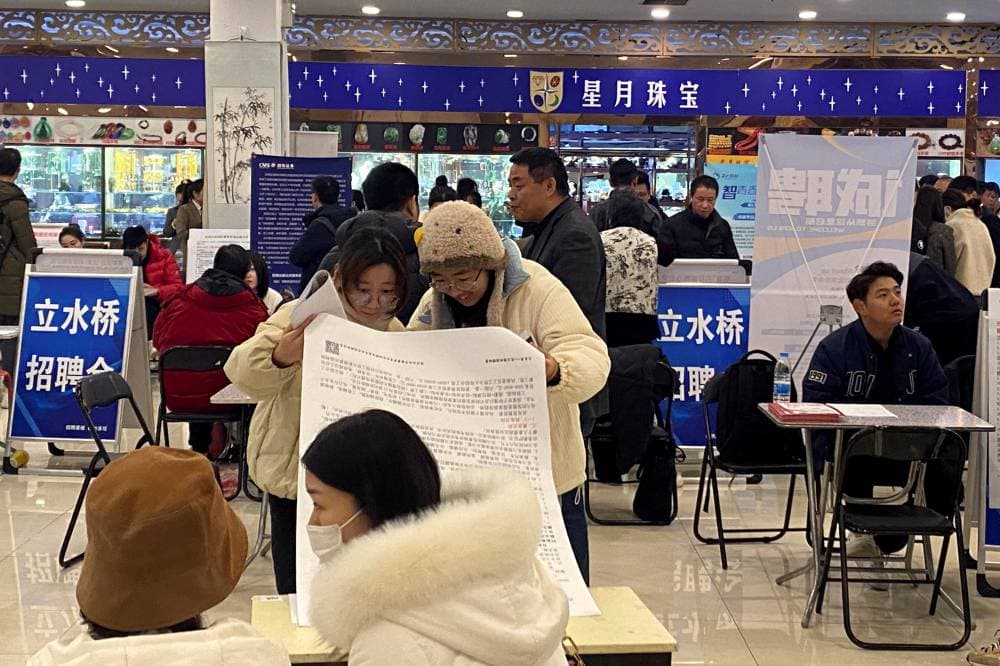 People attend a job fair following the Lunar New Year holiday, in Beijing, China, February 23, 2024. REUTERS/Ellen Zhang/File photo