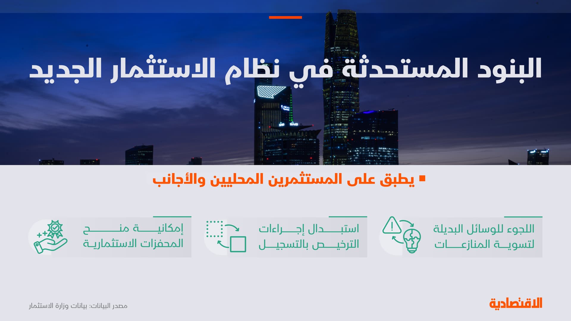 أهم بنود نظام الاستثمار المستحدث