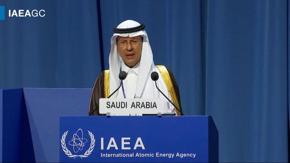 وزير الطاقة السعودي عبدالعزيز بن سلمان خلال مؤتمر وكالة الطاقة الذرية في فيينا. المصدر: وزارة الطاقة