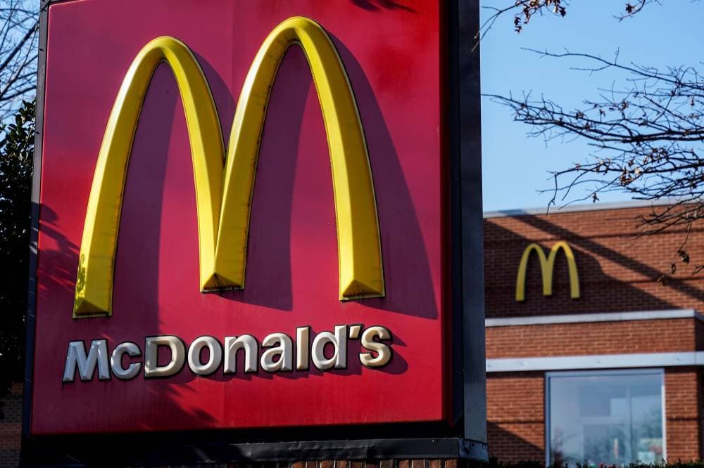 The logo for McDonald's restaurant is seen as McDonald's Corp. reports fourth quarter earnings, in Arlington, Virginia, U.S., January 27, 2022.      REUTERS/Joshua Roberts