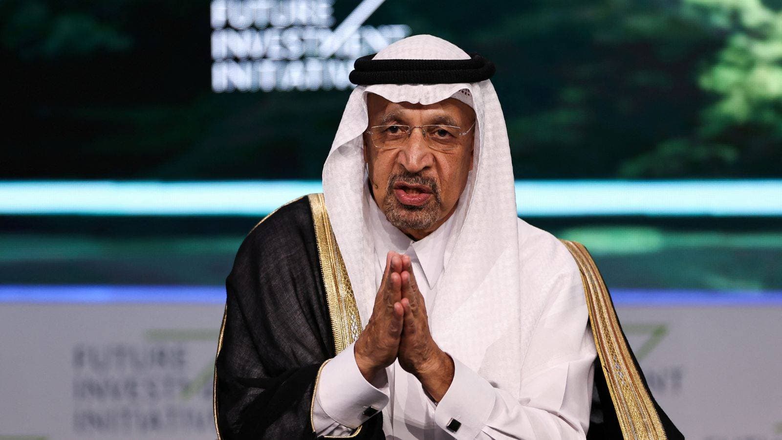 وزير الاستثمار خلال مشاركته في "مبادرة مستقبل الاستثمار" اليوم. "رويترز"