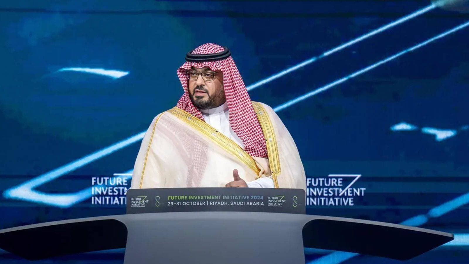 وزير الاقتصاد خلال مشاركته في "مبادرة مستقبل الاستثمار" اليوم. "واس"