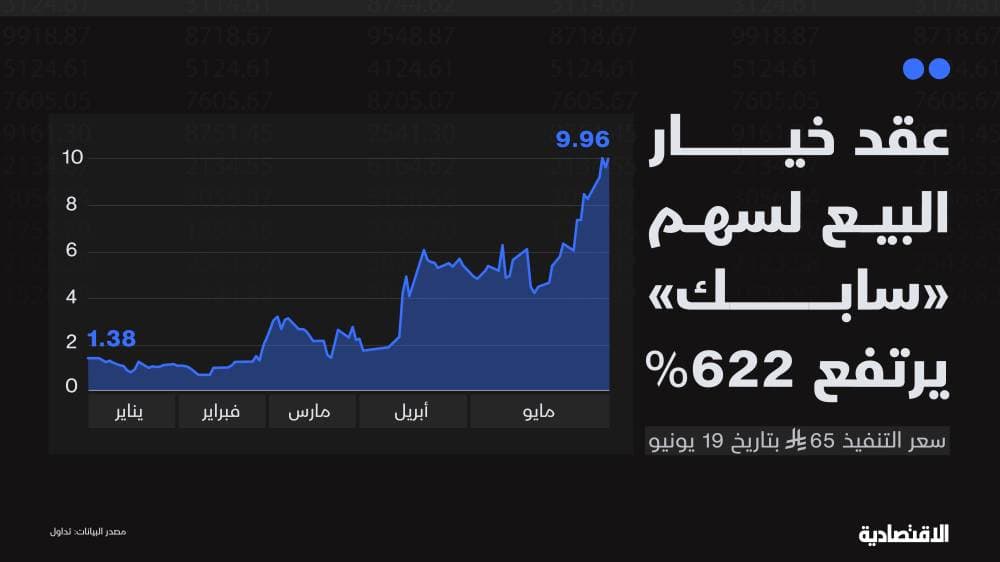وصول سهم "سابك" لأسعار 2009 يدفع بعقد خيار البيع للارتفاع 620 % منذ بداية العام