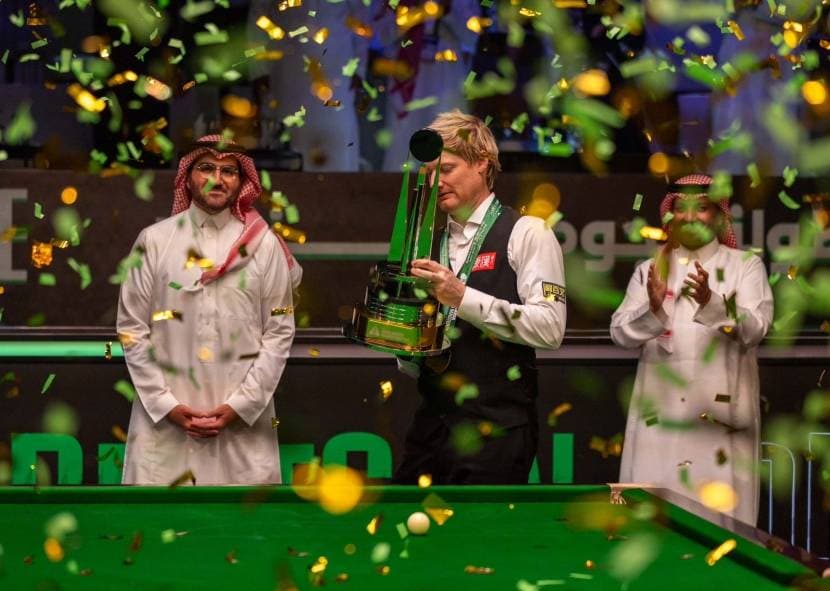 نيل روبرتسون الفائز بجائزة الماسترز للسنوكر في جدة: أفضل انتصار في حياتي