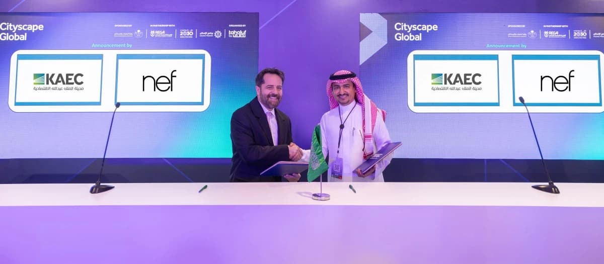 مدينة الملك عبدالله الاقتصادية توقع مذكرة تفاهم مع Nef خلال سيتي سكيب العالمي لتطوير مشاريع جديدة في قطاعات الفنادق والتجزئة والسكن