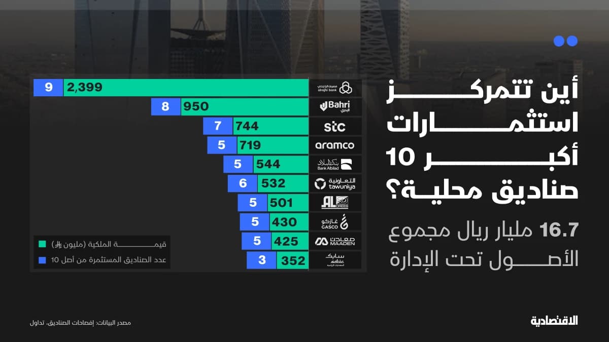 استثمارات أكبر 10 صناديق سعودية