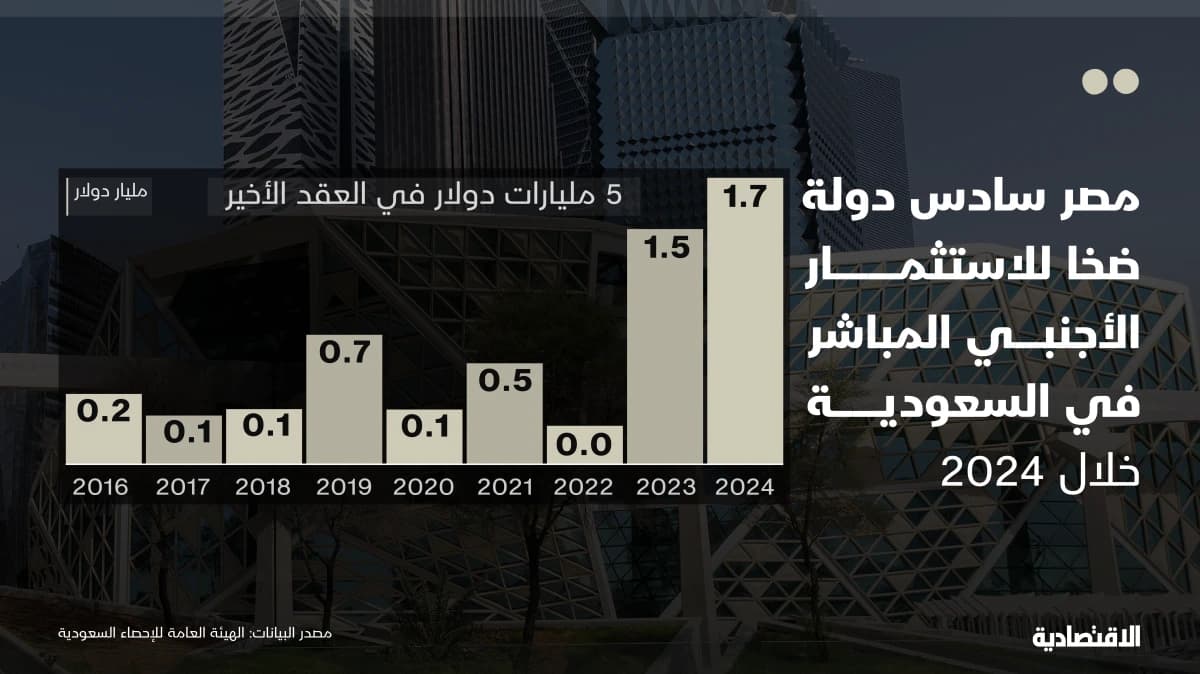 مصر الـ 6 في ضخ الاستثمار الأجنبي في السعودية