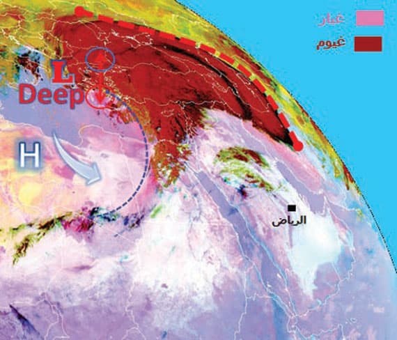 اليوم.. وصول غيوم ماطرة شمال شرقي السعودية وغبار وعوالق ترابية