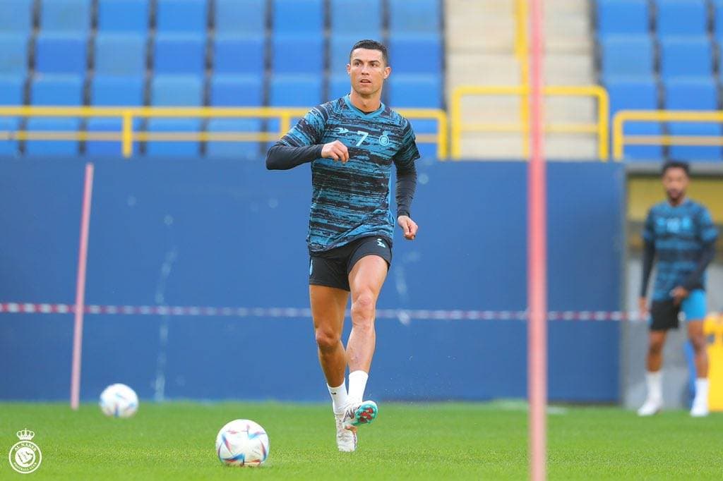 رونالدو خلال التدريب الأخير. مركز النصر الإعلامي