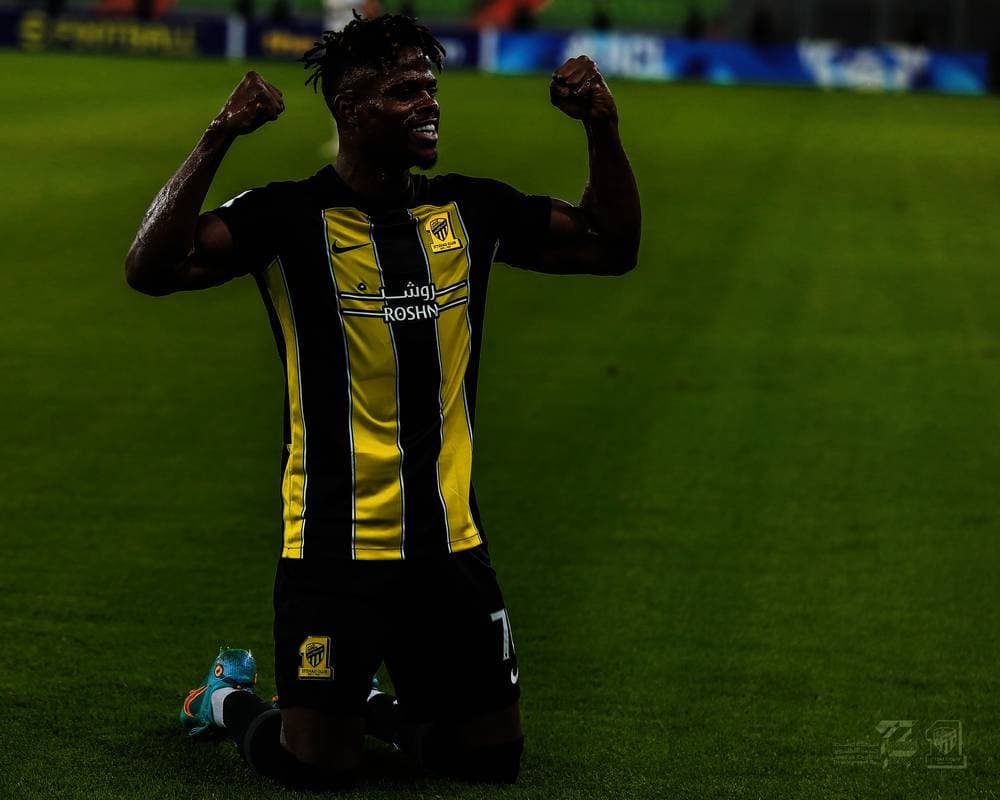 كمارا فرحا بهدف الاتحاد الأول. مركز الاتحاد الاعلامي