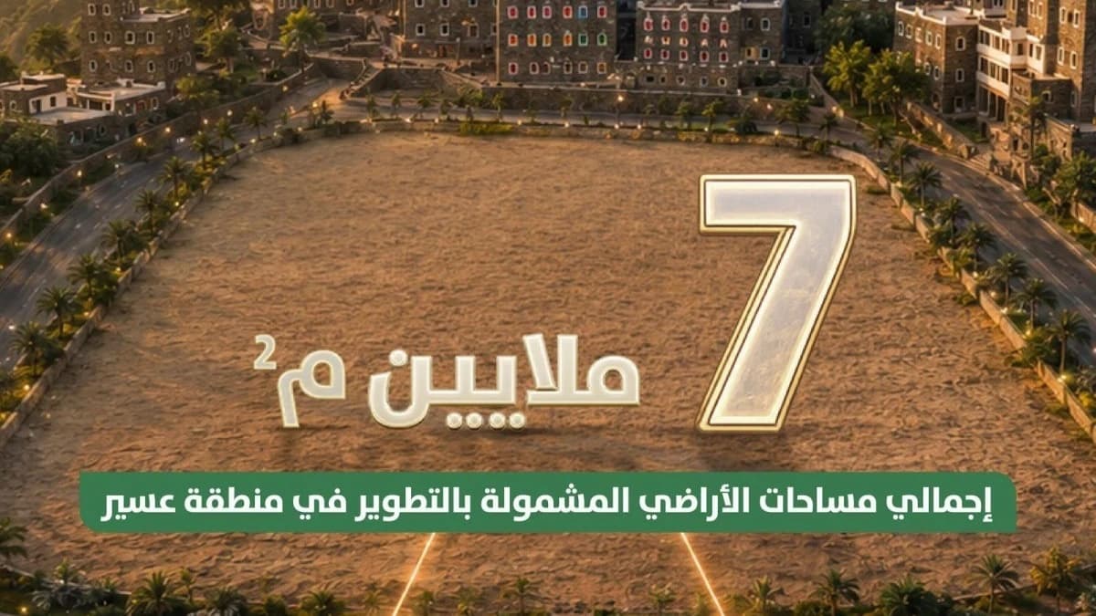 7 ملايين متر مربع من الأراضي البيضاء في منطقة عسير تدخل مسارات التطوير