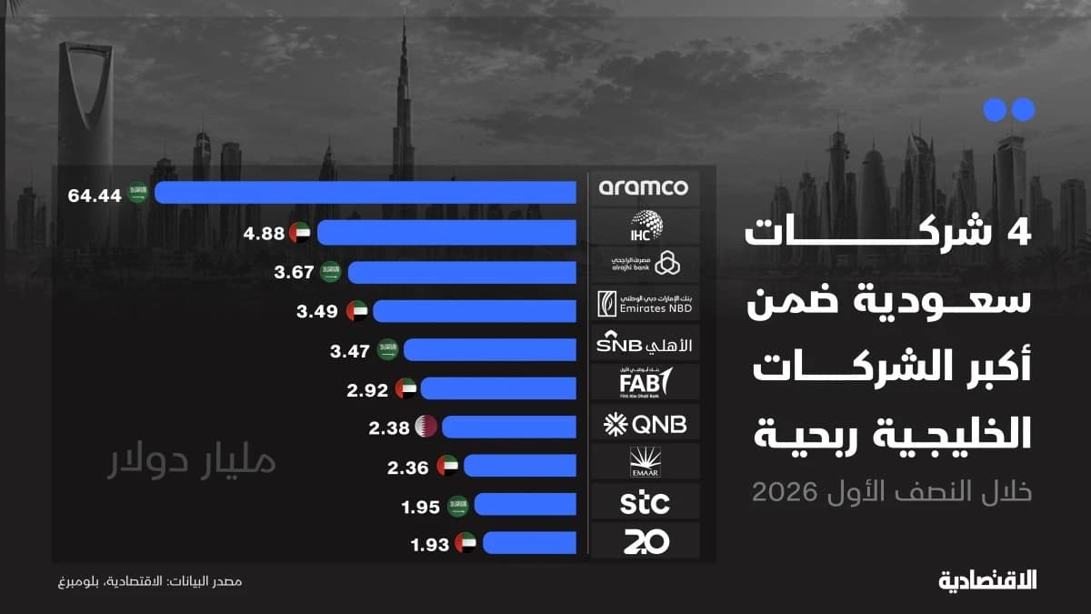 143 مليار دولار أرباح الشركات الخليجية.. السعودية تقود بـ63%