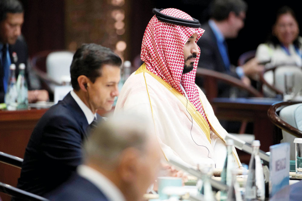 الأمير محمد بن سلمان يتابع جلسات القمة التى انطلقت فعالياتها أمس في الصين. "رويترز"