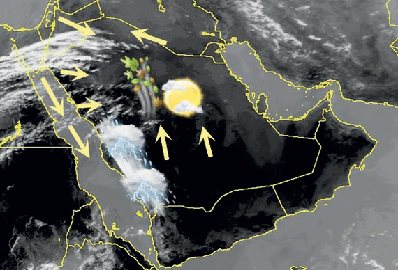 صورة توضح بعض عناصر الطقس لهذا اليوم."الاقتصادية"