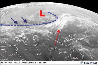 توقعات بعواصف ثلجية على جنوب وغرب آسيا يمتد أثرها إلى الجزيرة العربية