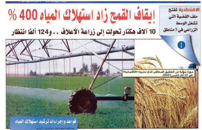 معهد الملك عبد الله للبحوث: قرار تقليص زراعة القمح زاد استنزاف المياه