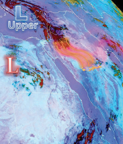 استمرار الحزام السحابي الممطر على بعض مناطق المملكة