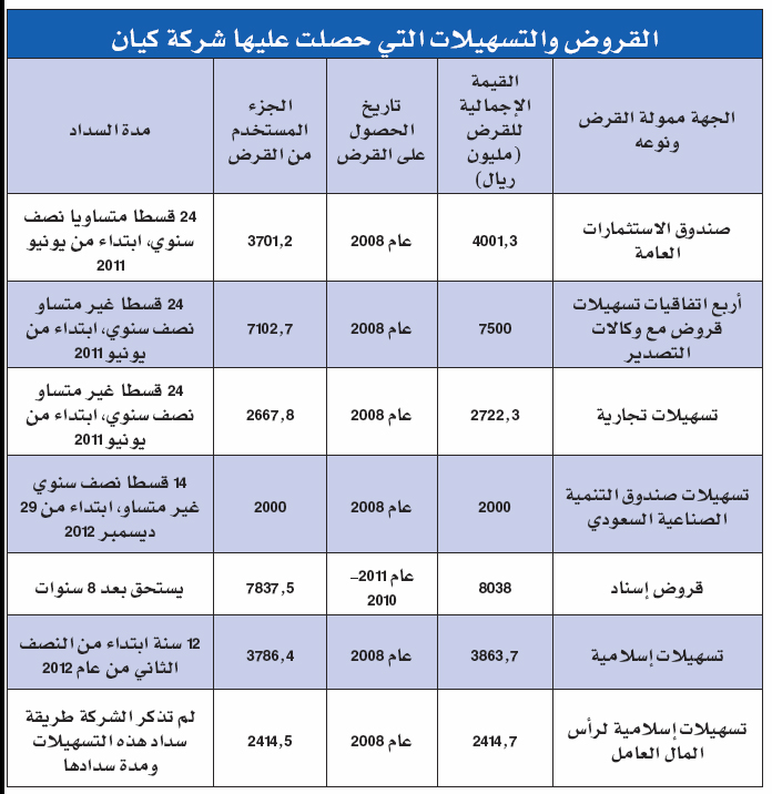 قروض «كيان» تقفز إلى 200 % من رأسمال الشركة.. 20 % حكومية