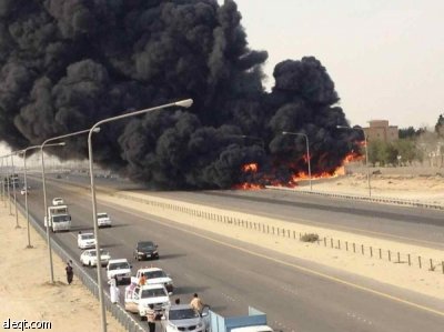 حريق كبير في مقر شركة بترولية في الجبيل