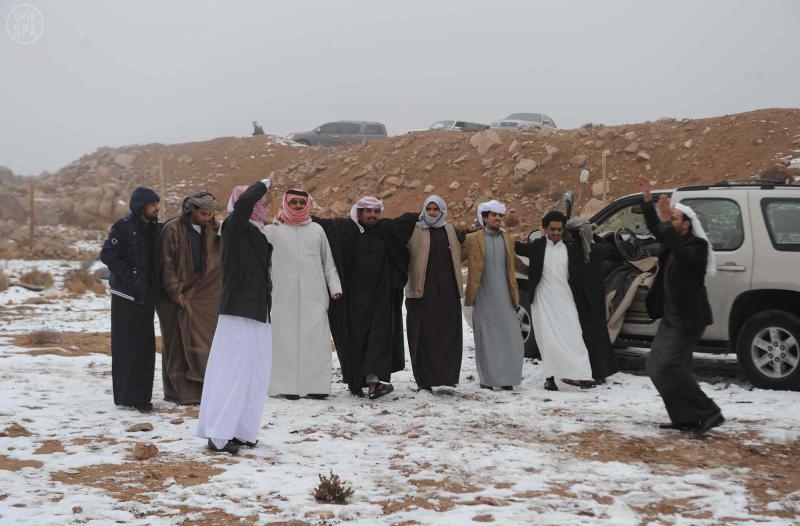 قصة مصورة: تساقط الثلوج على تبوك