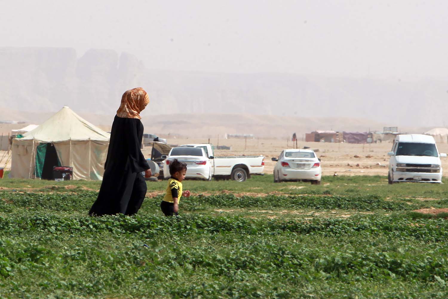 قصة مصورة: الأجواء الجميلة تجذب الأهالي للمتنزهات والشعاب