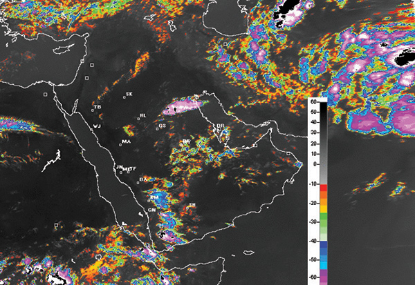 انخفاض ملحوظ في درجات الحرارة 
على معظم مناطق السعودية