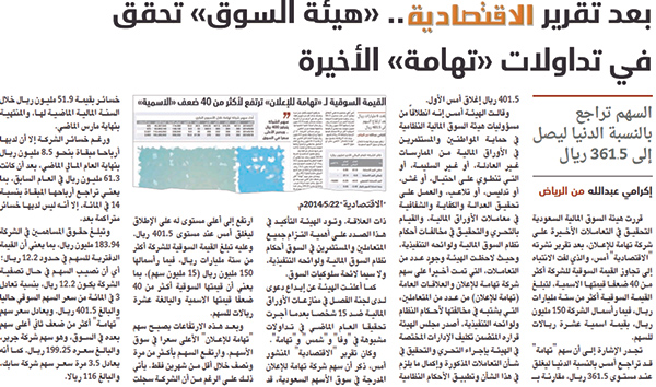 التحقيقات تهوي بسهم «تهامة» ويخسر 96 ريالا