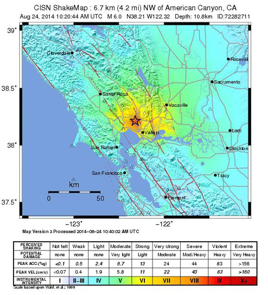 زلزال بقوة 6 درجات يضرب شمال كاليفورنيا