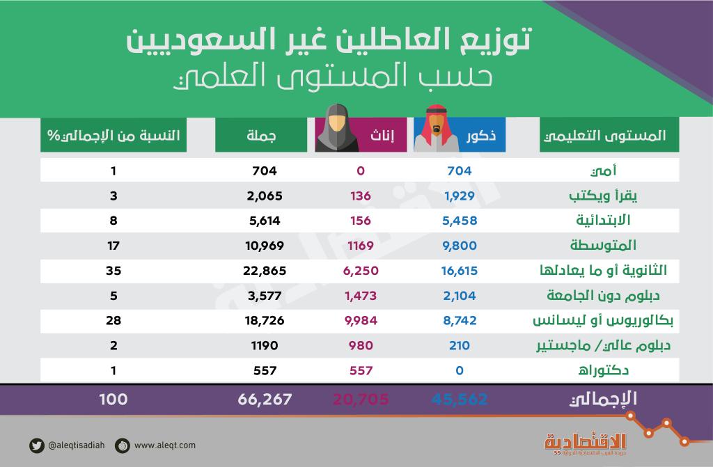 66.3 ألف أجنبي عاطل عن العمل .. زادوا 13.2 ألف في 3 أشهر
