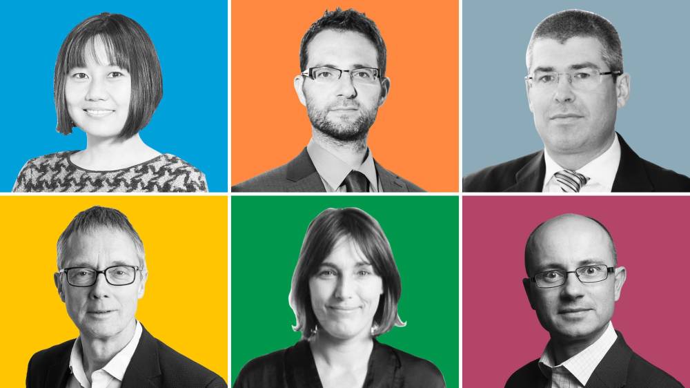 المشاركون في اللقاء. الصف العلوي (من اليمين) سايمون ويبر، والكسندر رايت، وهيلين شيونغ. ثم كريس جايلز، وميرين سومريست ويب، وستيفان واجستيل.
