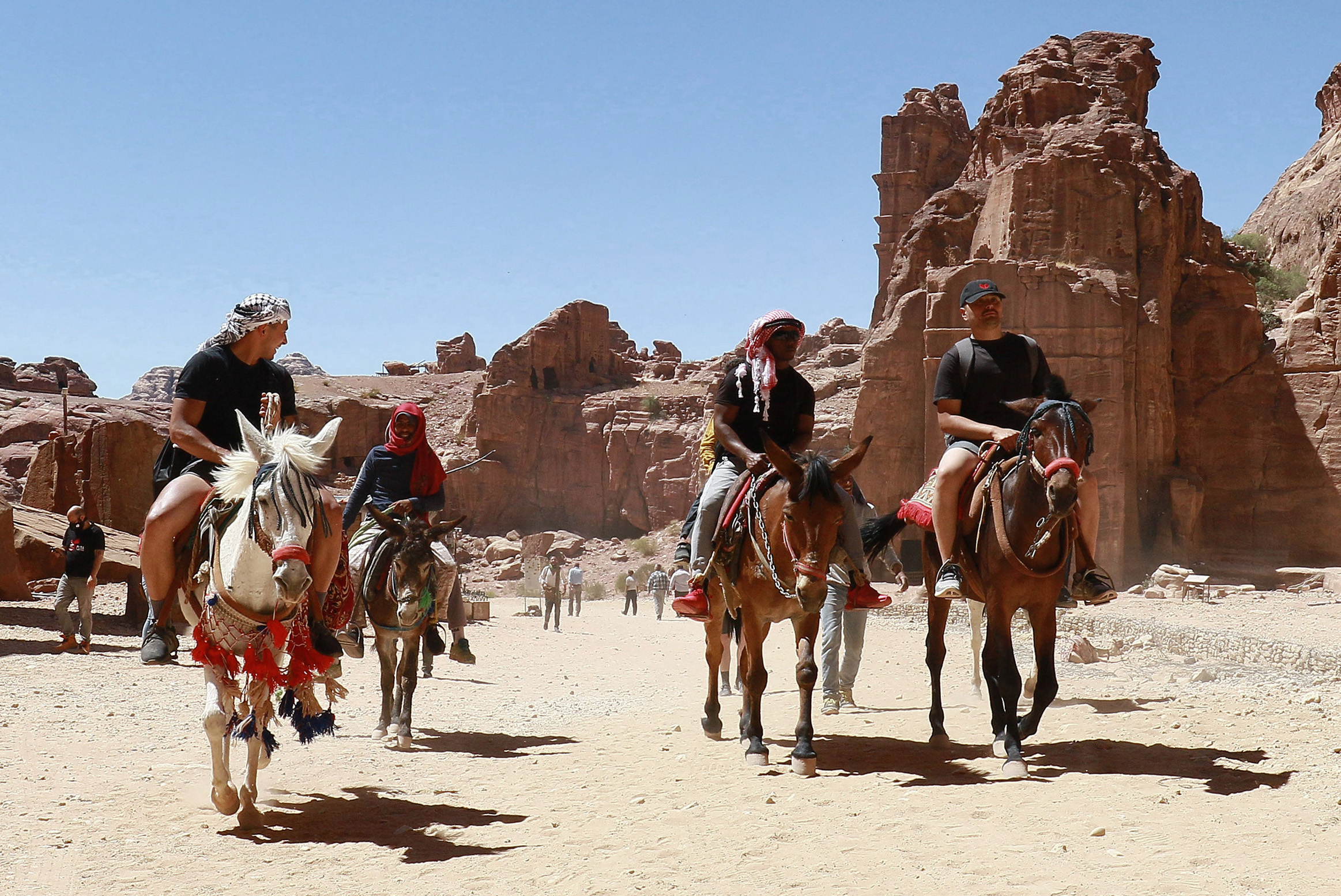في مدينة البتراء الأثرية الخالية من السياح الحيوانات الناقلة تتضور جوعا 
