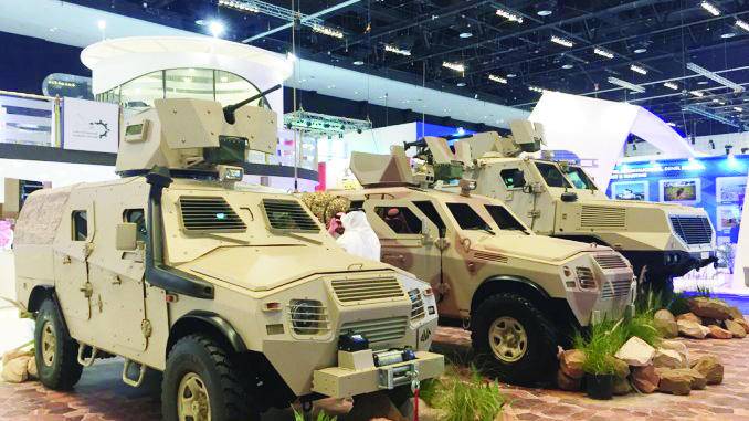 يشمل الجناح منتجات مصنع المدرعات وعربات النقل العسكرية.