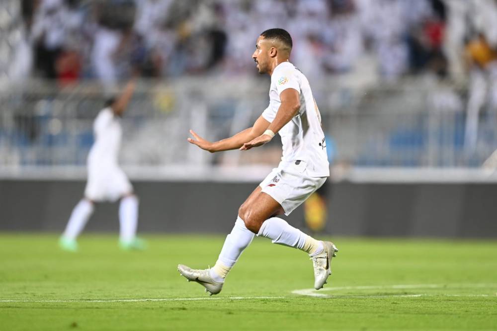 هتان فرحا بهدفه في النصر. تصوير: عبدالرحمن السالم ـ «الاقتصادية»