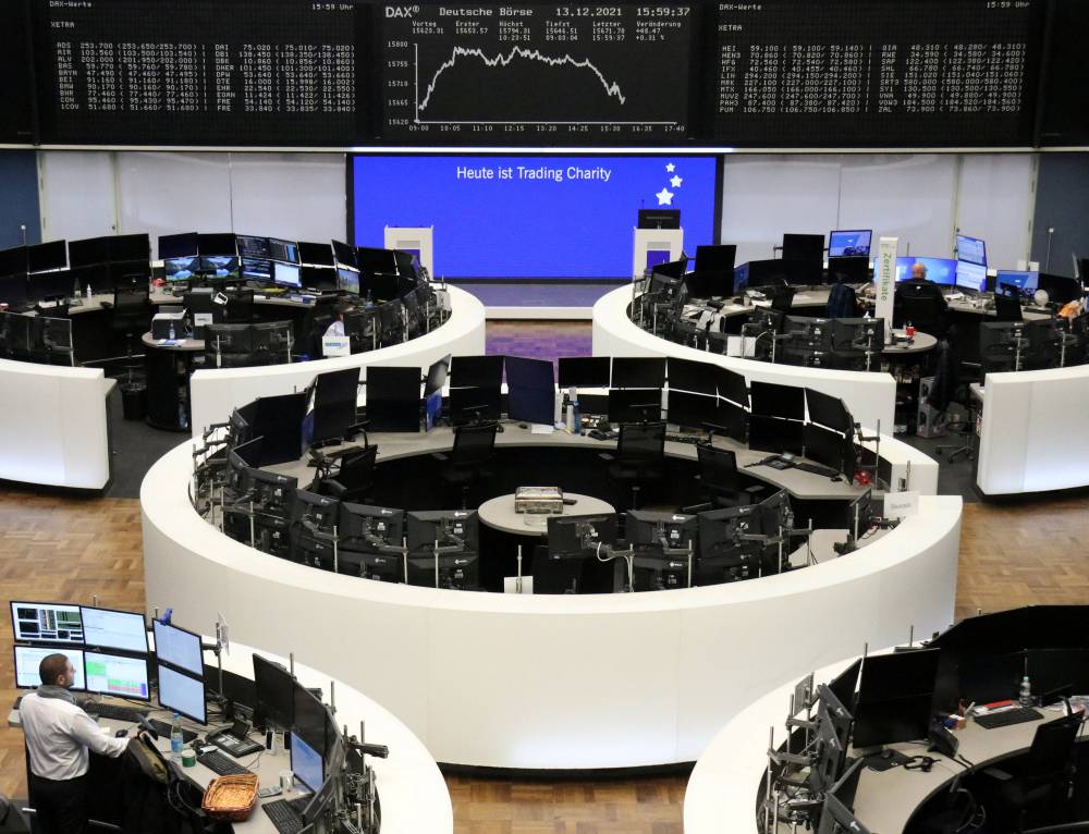 The German share price index DAX graph is pictured at the stock exchange in Frankfurt, Germany, December 13, 2021.    REUTERS/Staff