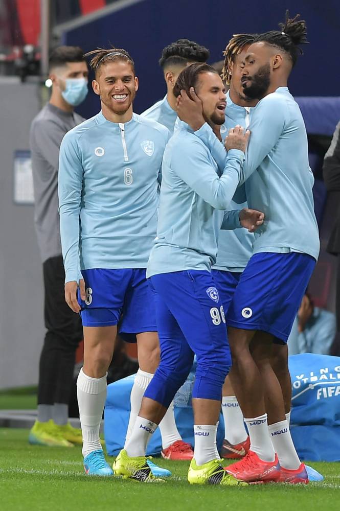 لاعبو الهلال قبل انطلاق التدريب. تصوير: بشير صالح ـ "الاقتصادية"