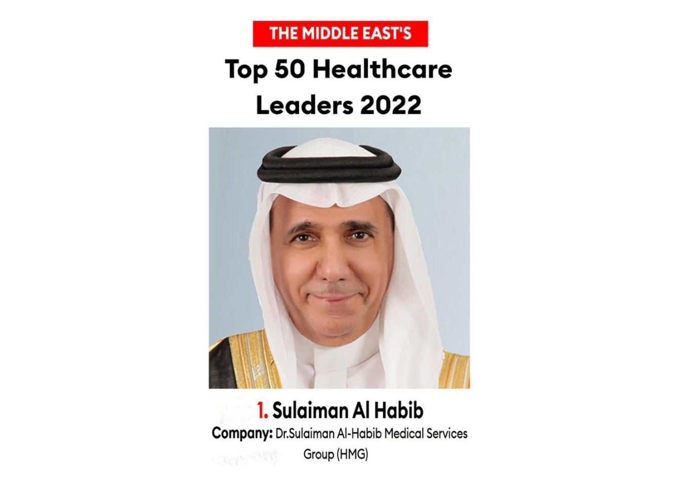 مجموعة د. سليمان الحبيب الأولى في الرعاية الصحية بالشرق الأوسط وفقا لـ "Forbes 2022"