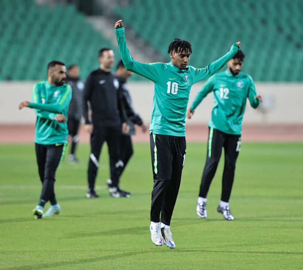 جانب من مران الأخضر الأخير قبل مباراة العراق. تصوير: عيسى الدبيسي ـ "الاقتصادية"