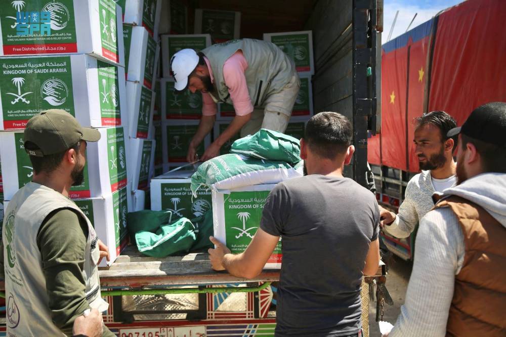 2151 أسرة استفادت من توزيع المساعدات في محافظة إدلب. "واس"