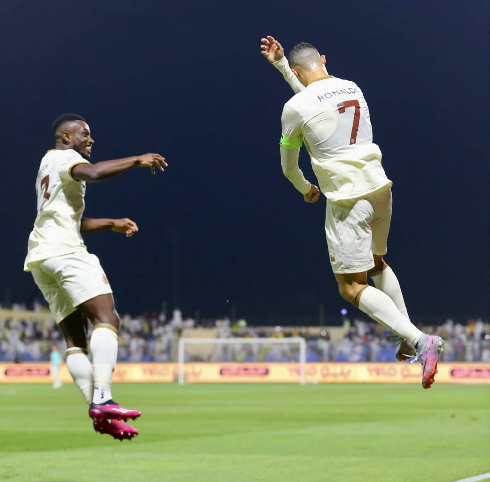 رونالدو يحتفل بهدفه الأول في شباك العدالة. تصوير: عبدالعزيز النومان ـ "الاقتصادية"