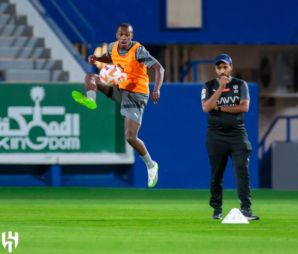 سعود عبد الحميد خلال مران الهلال. مركز الهلال الإعلامي