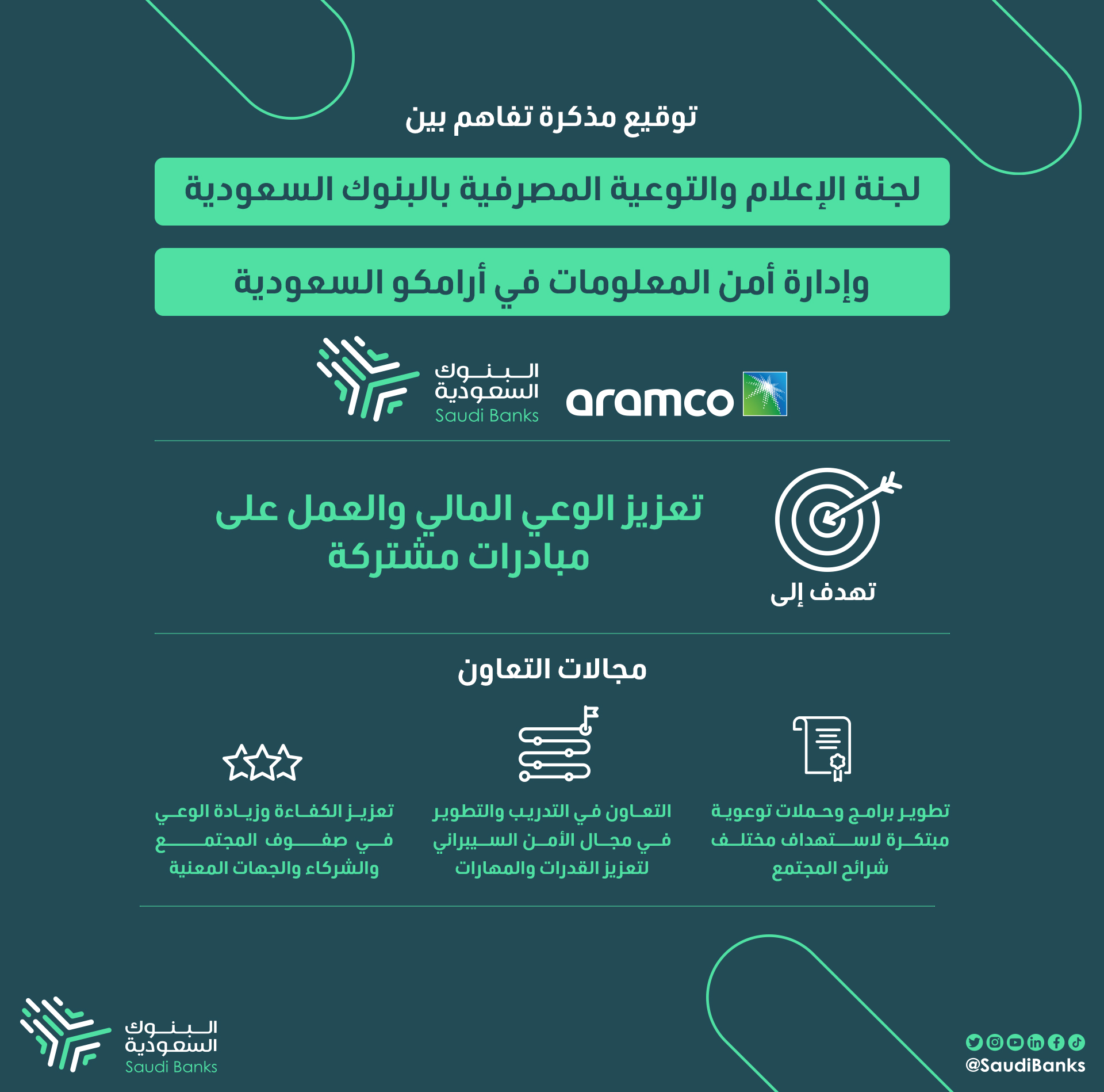 مذكرة تفاهم بين "توعية البنوك السعودية" وأرامكو لتعزيز الأمن السيبراني