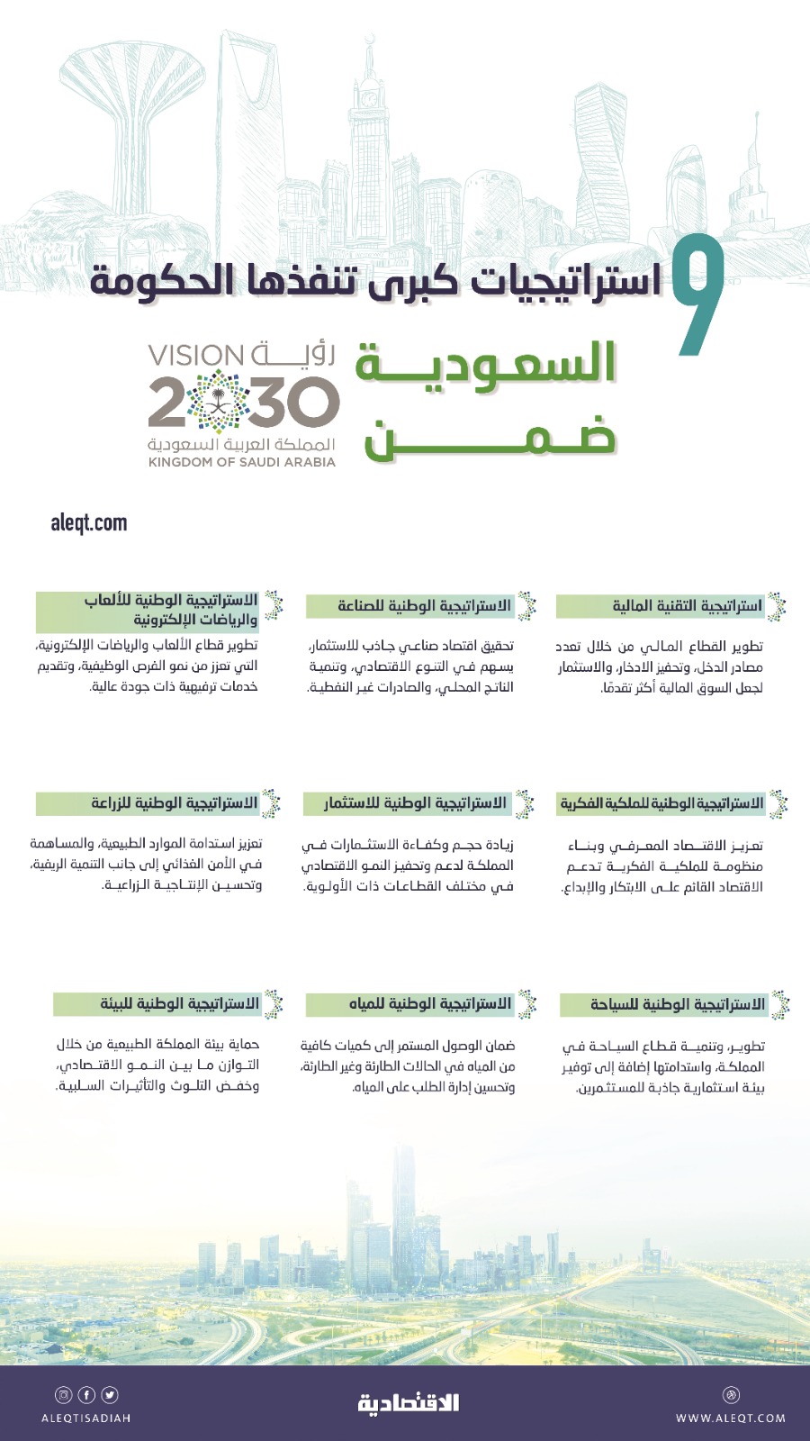 9 استراتيجيات كبرى تنفذها الحكومة