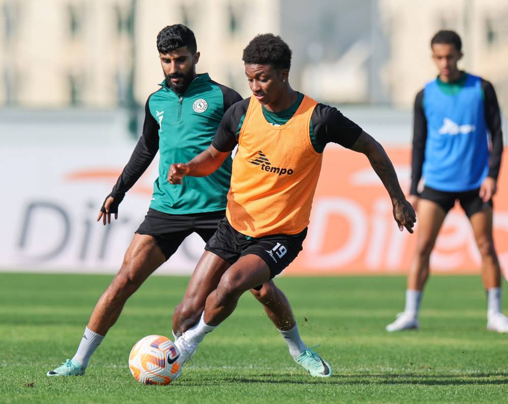 لاعبو الاتفاق خلال التدريب الأخير. مركز الاتفاق الإعلامي