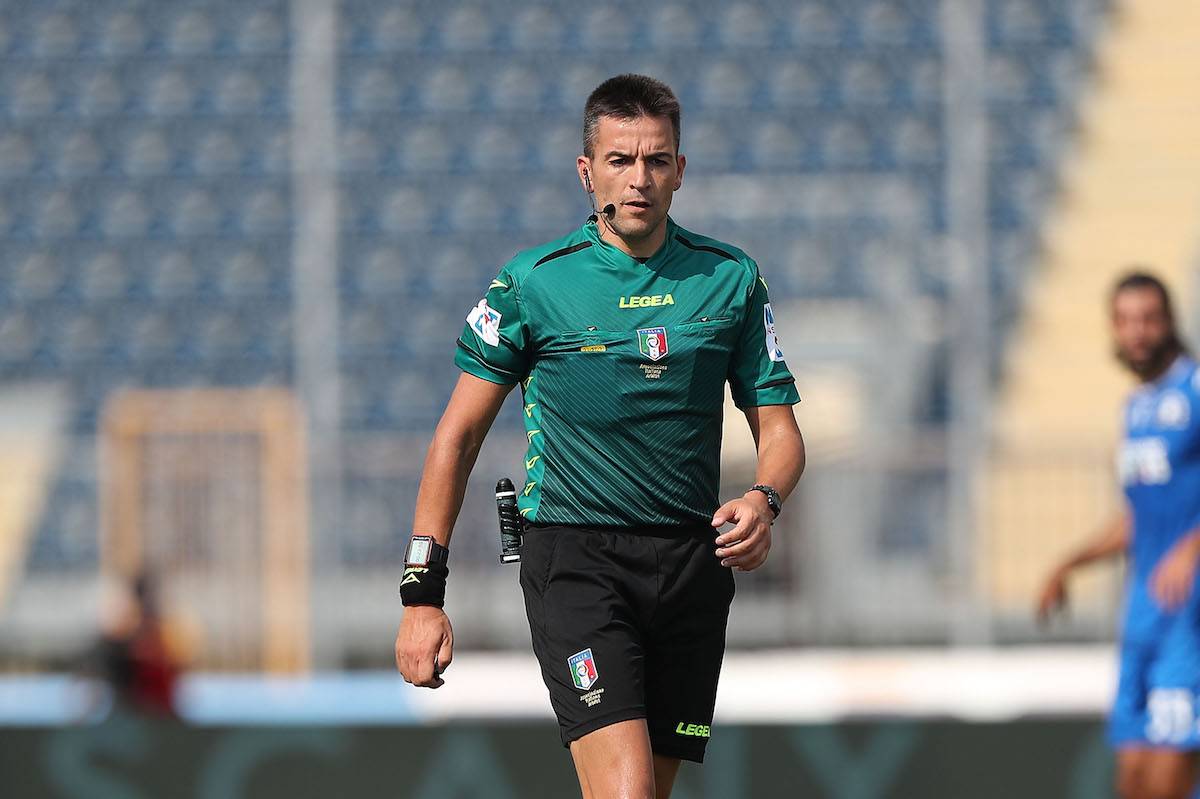 EMPOLI, ITALY - SEPTEMBER 11: Antonio Rapuano referee looks on during the Serie A match between Empoli FC and Venezia FC at Stadio Carlo Castellani on September 11, 2021 in Empoli, Italy.  (Photo by Gabriele Maltinti/Getty Images)