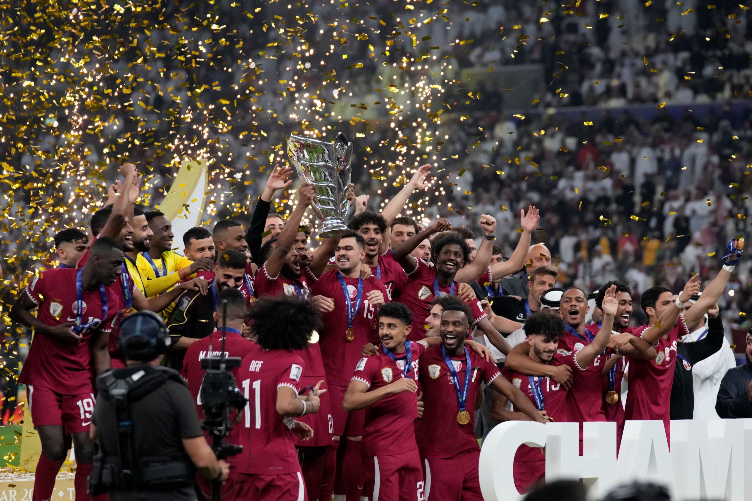 حافظ المنتخب القطري على لقبه بطلا لكأس أمم آسيا 2023 بعد فوزه على نظيره الأردني بثلاثة أهداف مقابل هدف. المصدر: "أ ب"