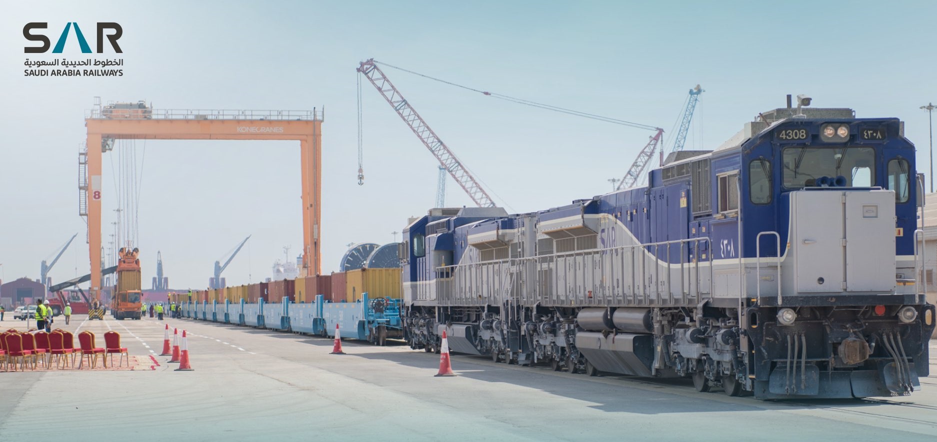 نقل أول شحنة حاويات من ميناء الجبيل التجاري عبر الخطوط الحديدية إلى ميناء الرياض الجاف