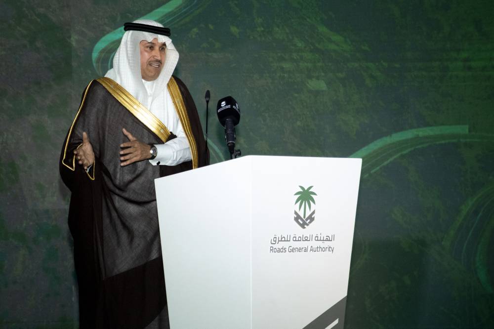 وزير النقل والخدمات اللوجستية السعودي صالح الجاسر متحدثا خلال مؤتمر تدشين كود الطرق، اليوم في الرياض. تصوير: يزيد السمراني - الاقتصادية