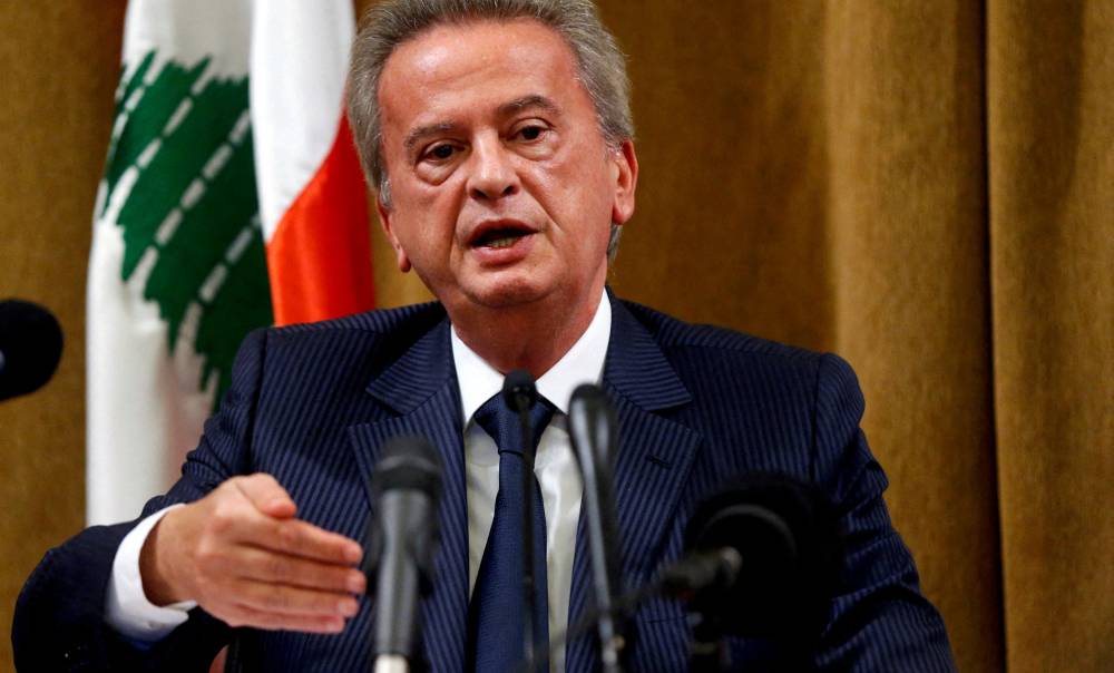 FILE PHOTO: Lebanon's Central Bank Governor Riad Salameh speaks during a news conference at Central Bank in Beirut, Lebanon, November 11, 2019. REUTERS/Mohamed Azakir/File Photo