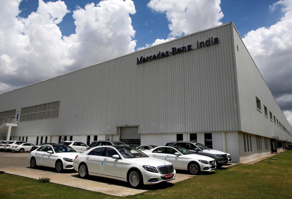 FILE PHOTO: Different car models of Mercedes-Benz are parked at the company's vehicle assembly plant in Chakan, outside Pune, India, June 11, 2015. REUTERS/Danish Siddiqui/File Photo