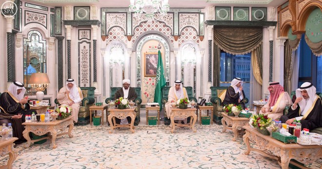 الملك يستقبل الرئيس السوداني ورئيس مجلس الوزراء القطري ورئيس مجلس الأمة الكويتي